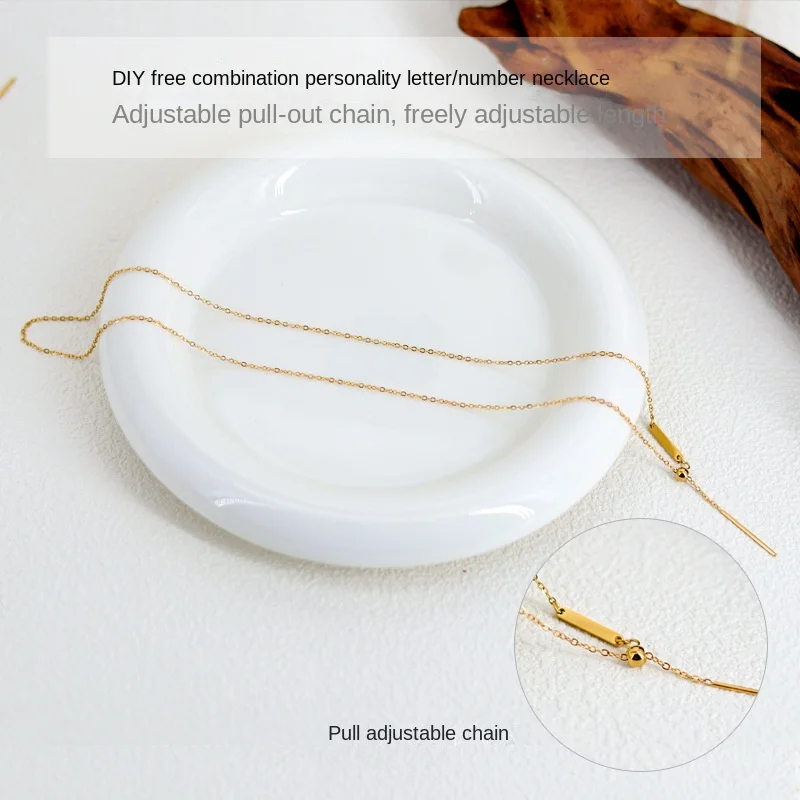 European American DIY Necklace with 26 English Alphanumeric Pendant Fashionable Single Pendant Accessory Stainless Steel Jewelry