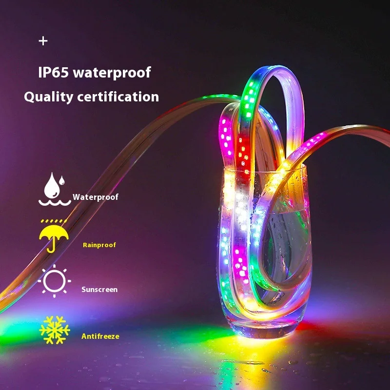 High Quality Long Lighting Life Waterproof Remote Voice Control 144led Colorful RGB Flexible 220v Led Strip Lights 2835