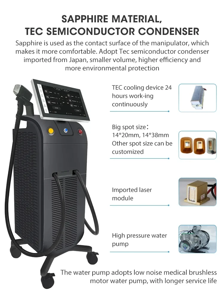 High Energy Big Touch 4K Screen 808nm Diode Laser Three Wavelength Laser Hair Removal from Home Use