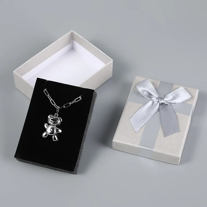 custom logo square 9*7*3cm high quality portable paper jewelry box