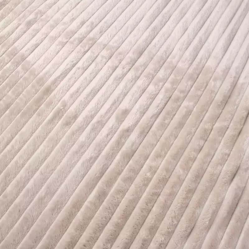 Flannel Fleece Modern Solid Color Design Super Soft Dyed Striped Throw Blanket Plush Baby Sofa Blanket