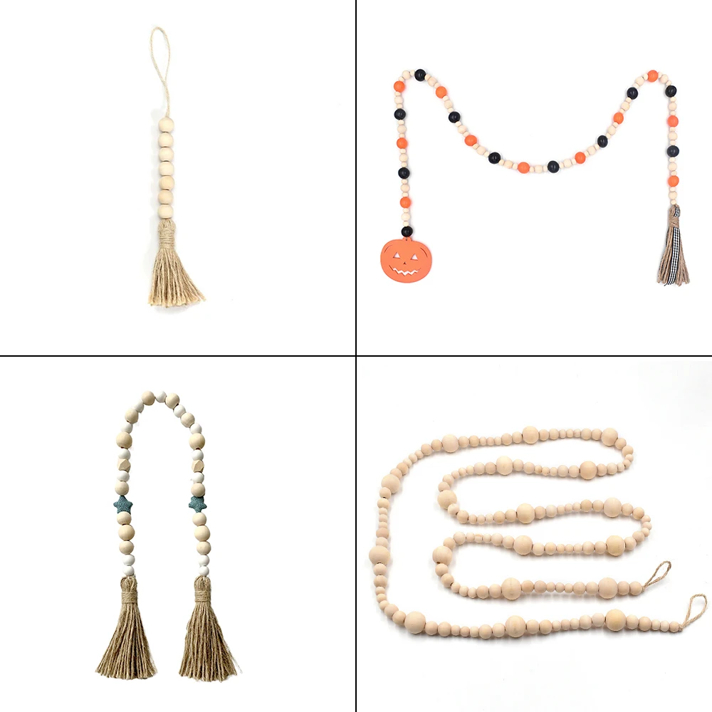 500 pieces 6 sizes of various unpolished wooden beads, used for wreaths, farmhouse decoration, jewelry making,DIY handicrafts