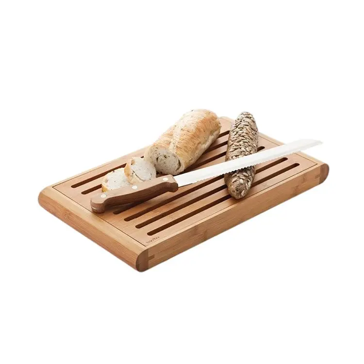 Bamboo Board Crumb Saving Cutting Board Bread Slicer With Crumb Catcher Tray