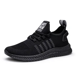 Fashion Breathable Fly-Knit Mesh Rubber Running Shoes Men Sport Shoes