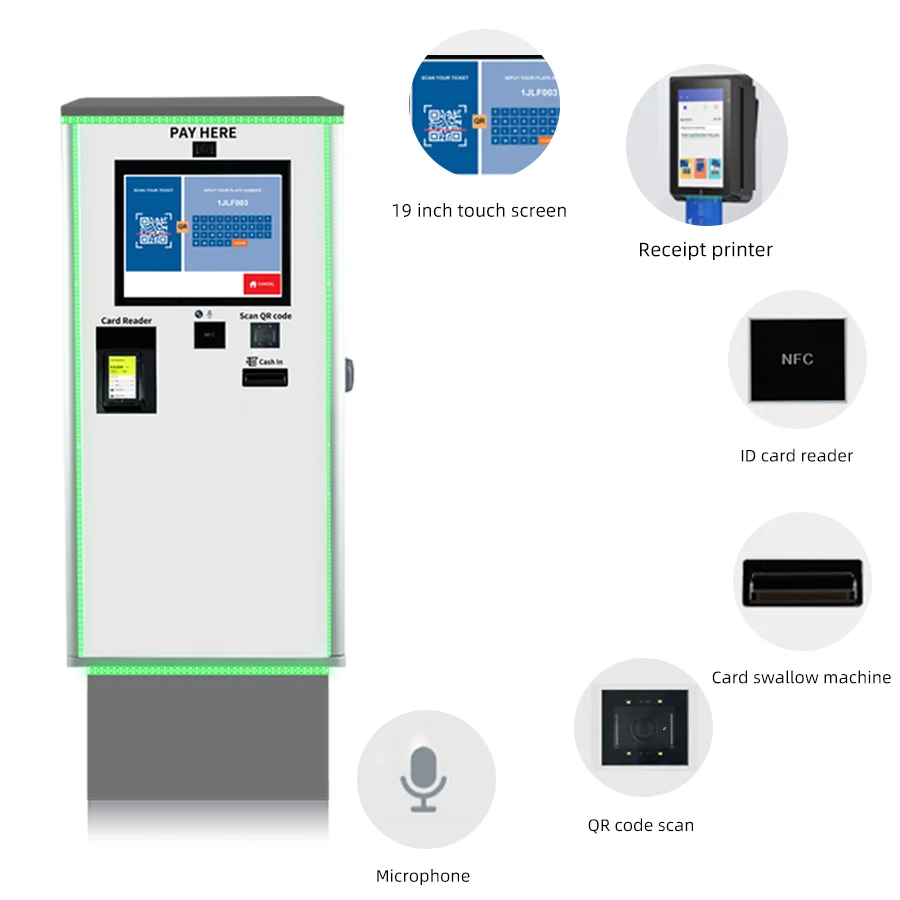 Health Parking Kiosk Coin Cash Bill Recycling Parking Payment Terminal Manufacturers