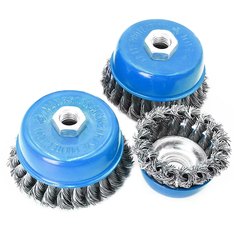 Twisted knot steel wire cup brush crimped wire cup Brush for grinder Industry clean