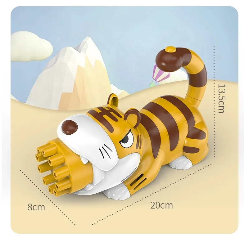 10 holes Kids Cartoon animal Electric Bubble Gun machine Tiger Dinosaur Unicorn Bubble Toys with sound light