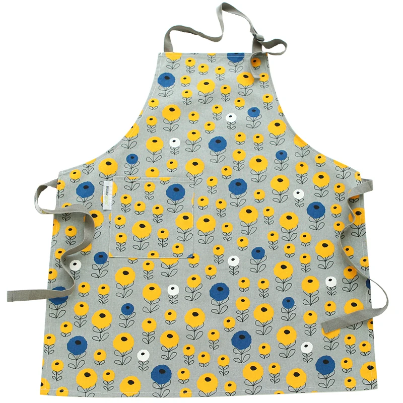 Custom logo reusable apron dress organic cotton pink apron eco friendly cooking Baking  bib aprons