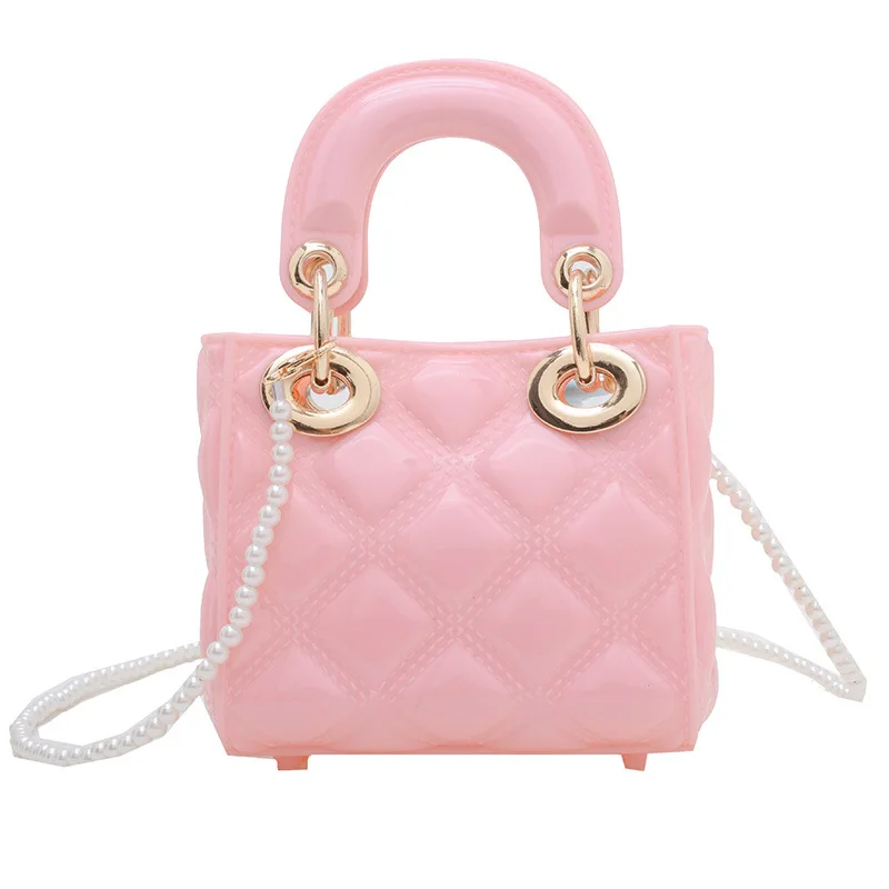 2024 Summer NewJelly Mini Diamond kids Bag PVC Pearl Bag Chain Single Shoulder Crossbody Bag For Women