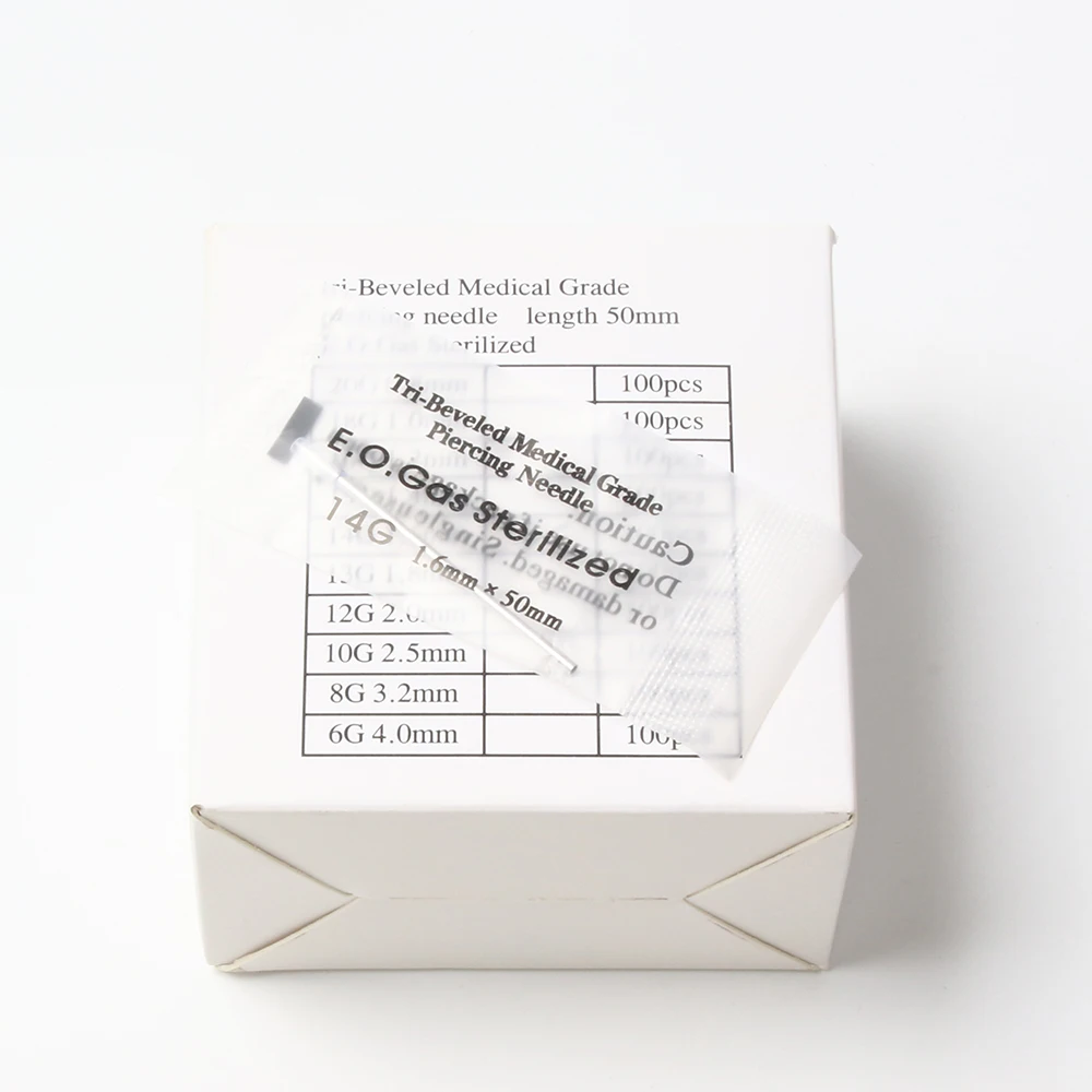 100Pcs 12G 13G 14G 16G 18G 20G Body Piercing Needles Disposable Professional Piercing Needles for Body Ear Navel Nose Lip Nipple