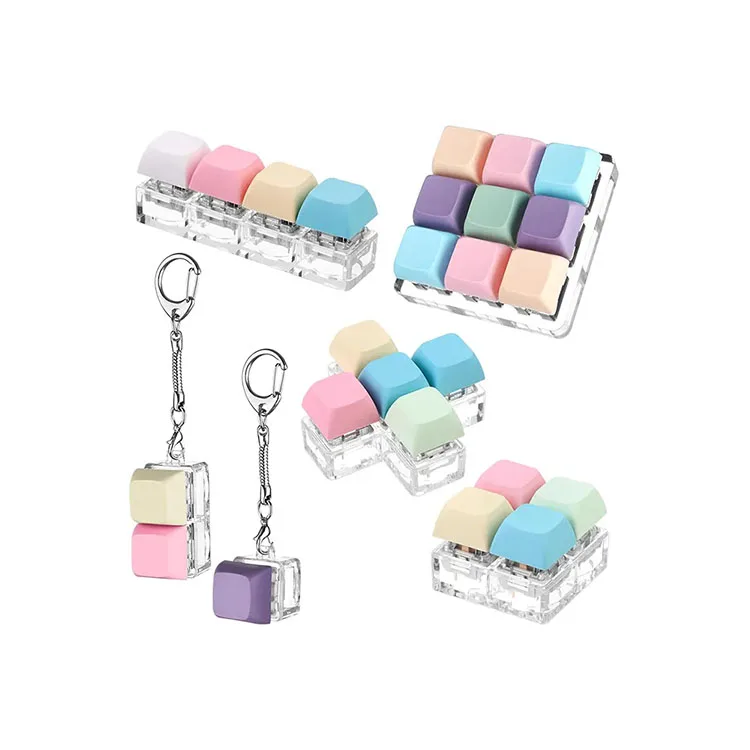 Square Shape Keyboard Fidget Key Chain Decompression Toys Keyboard Fidget Clicker Finger Keyboard Toys Keychain