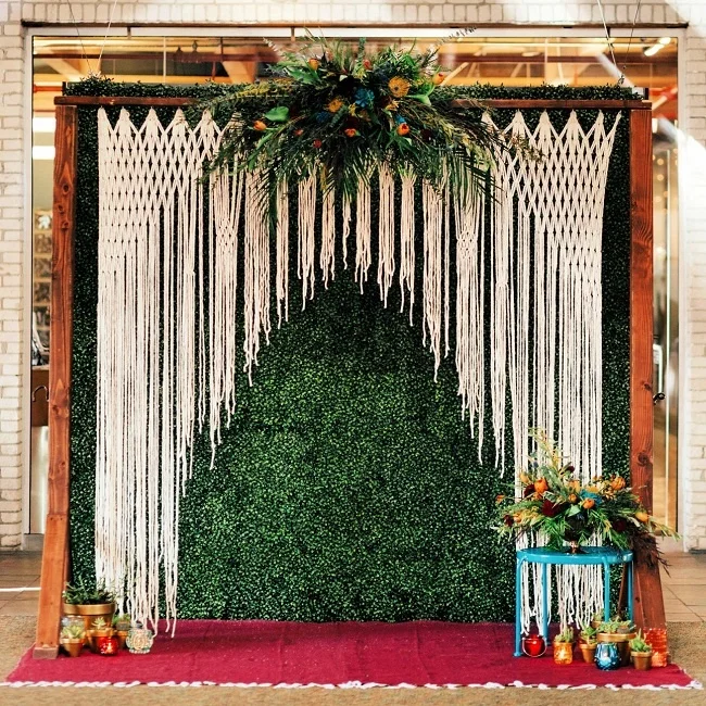 
Hot Sale Doorway Handmade custom cotton Macrame Wall Hanging Indoor & outdoor Wedding Backdrop Home Decoration Curtain 