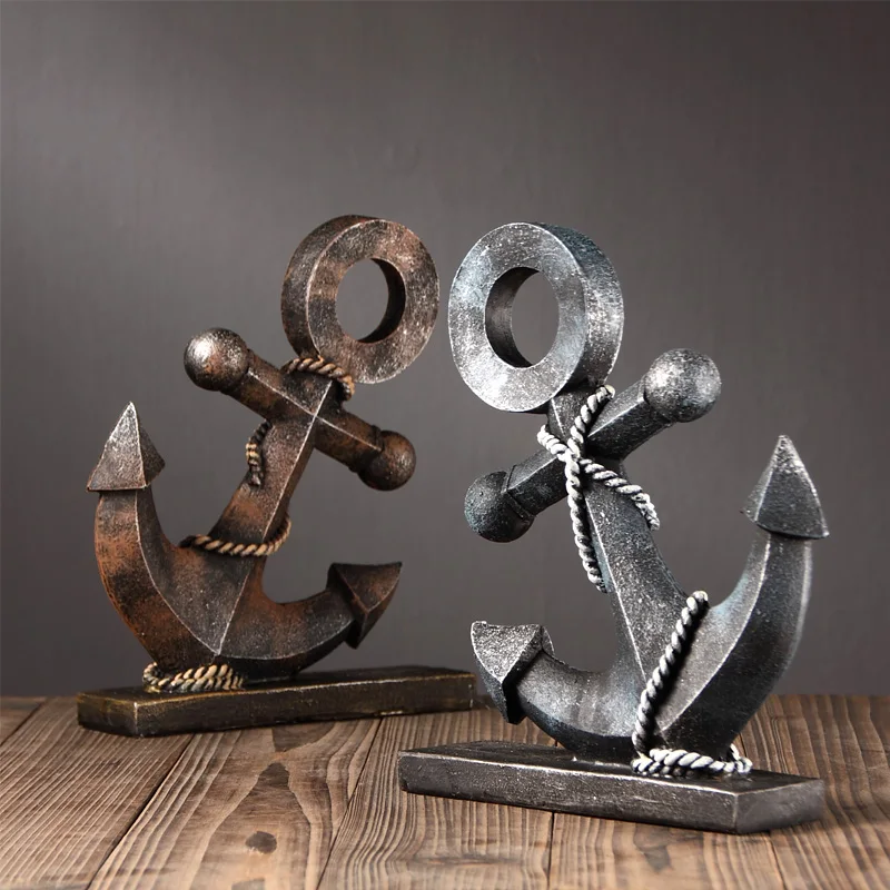 Nordic Retro Vintage Anchor Ornaments Resin Industrial Style Decoration For Restaurant Bar Office
