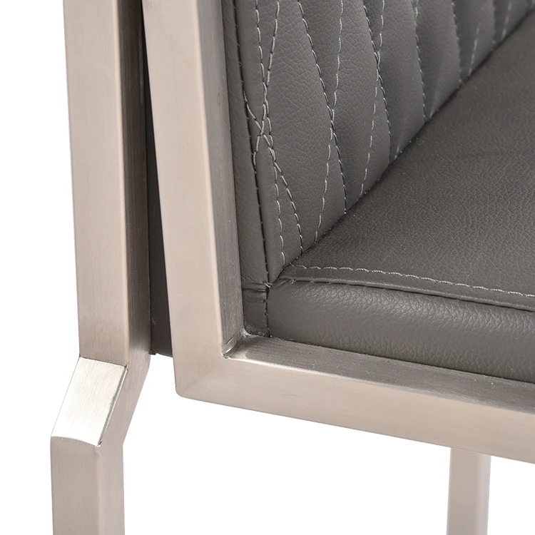 Modern Bar Counter Stools Kitchen Furniture Leather High Chair Brushed Stainless Steel Luxury Stackable bar chairs