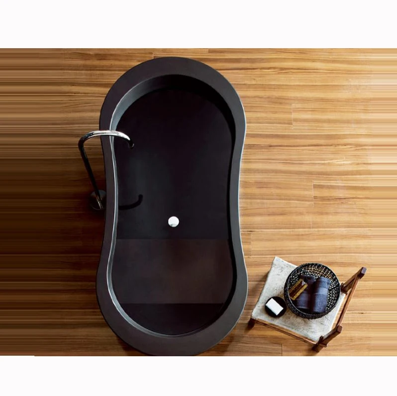 Luxury bathroom freestanding stone shangxi black granite bathtub