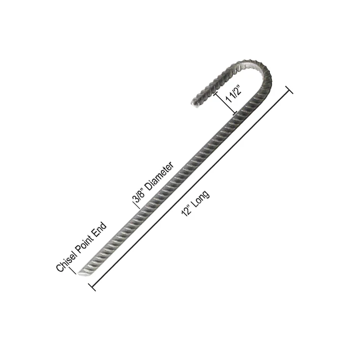 PACK 10 Steel J Pins Ribbed   12 inch Metal Pegs Camping Awning Marquee Premium Heavy Duty Steel to Last 20 Years