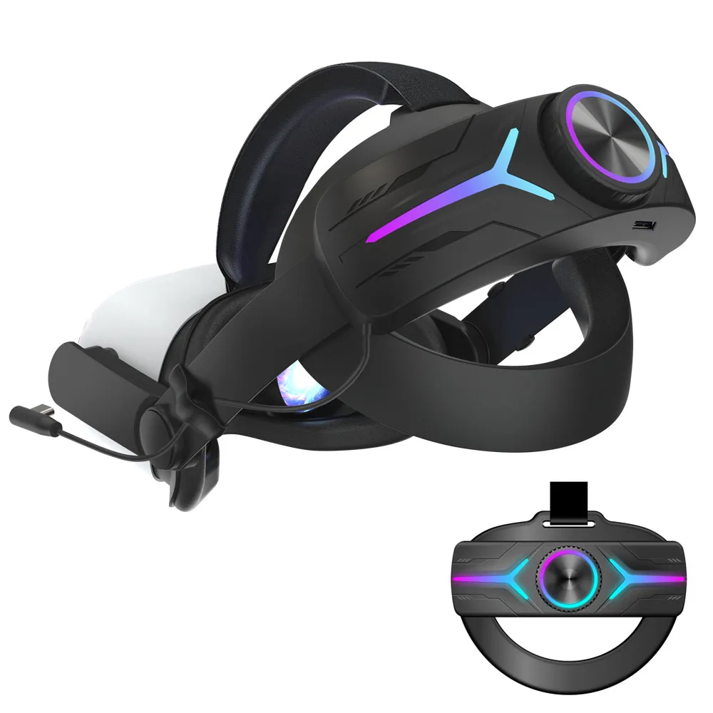 Дешевые RGB огни в 6 видов цветов встроенный аккумулятор 8000 мАч для Meta/Oculus Quest 2 Vr головной ремень зарядки Элитный