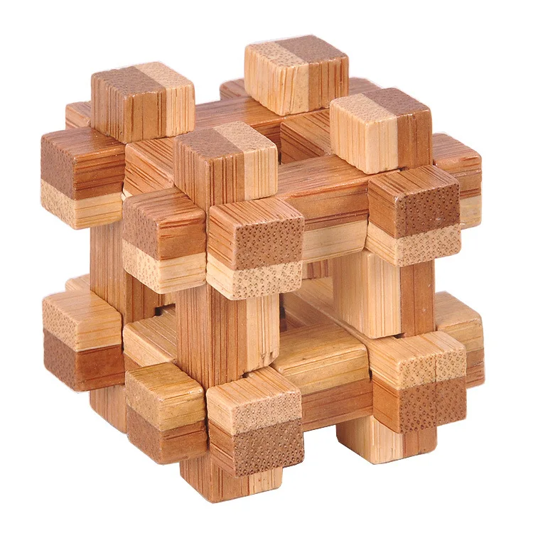 Advanced Quality Chinese Classic IQ Test 3D Bamboo Puzzle for Kid Adults