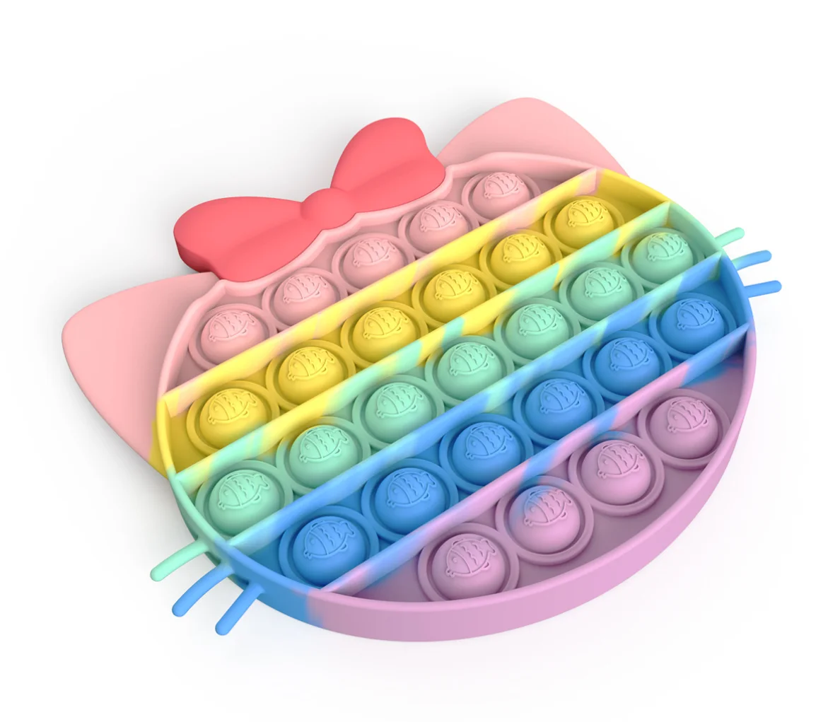 Wholesale New Decompression Push Pop Bubble Silicone Bracelet, Stress Reliever Dimple Squeeze Fidget Sensory Toys for Kids Gift