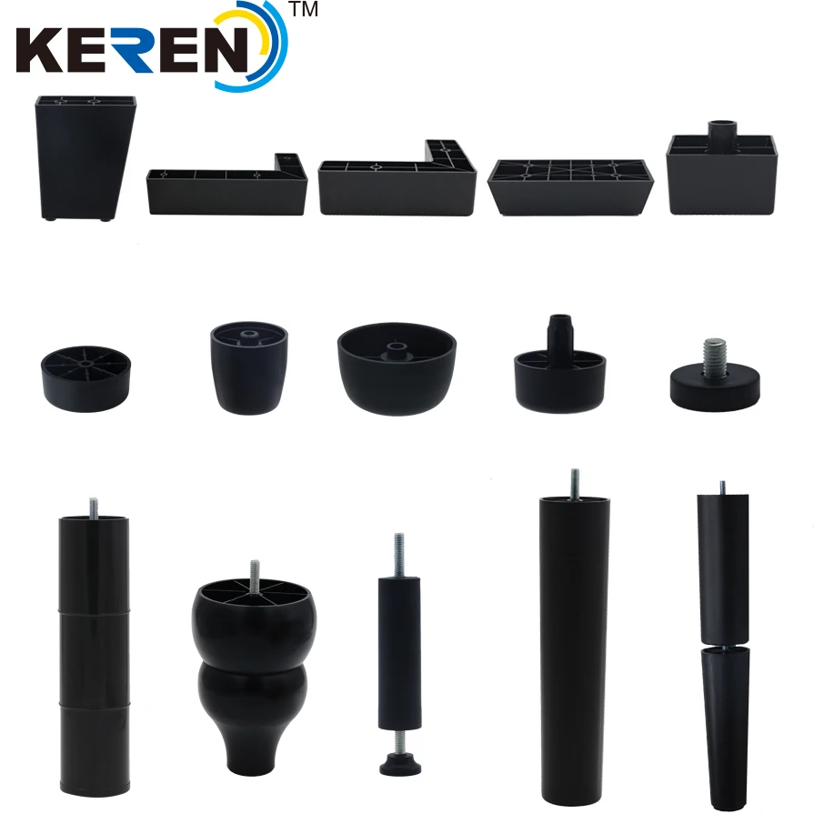 150mm Height Modern Design High Quality Furniture Leg Black Plastic Sofa Leg Extenders