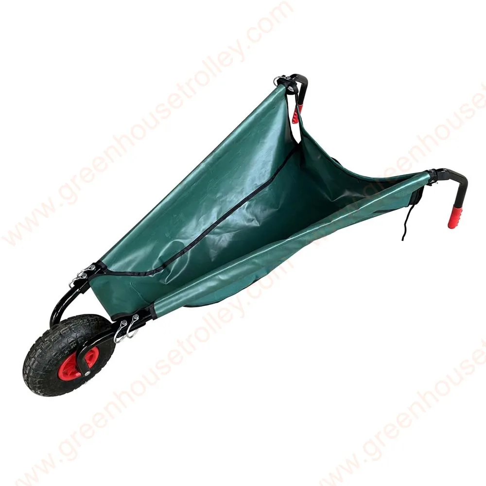 Foldable Garden Tool Cart Canvas Leaf Hand Trolley Basket Cart Waste Collection Wagon