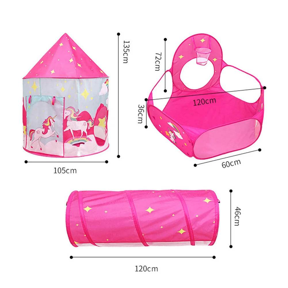 Portable 3 In1 Baby Tent, Kid Crawling Tunnel Play Tent House Ball Pit Pool Tent For Children Toy Ball Pool Ocean Ball Holder Se