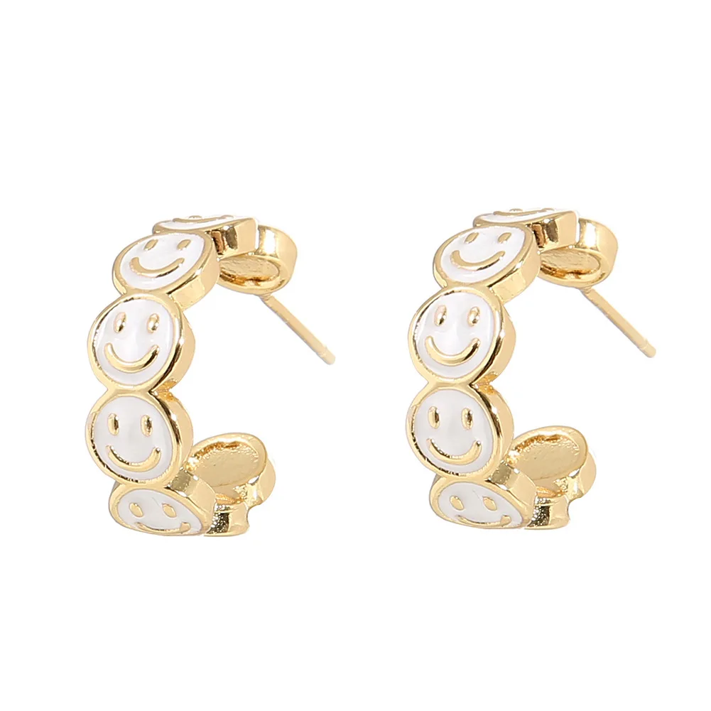 Korean Style Cute Earrings Colorful Happy Smiley Face Stud Earrings for Teen Girls Women