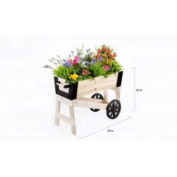 Jaalex Wooden Trolley Raised Garden Bed Flower Planting Bed Outdoor Home Decoration With Wheel