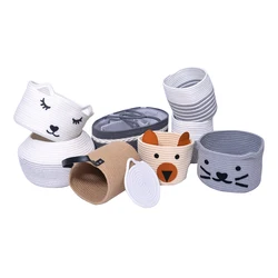 Eco Friendly Design Customized Handle Cotton Rope Woven Storage Basket