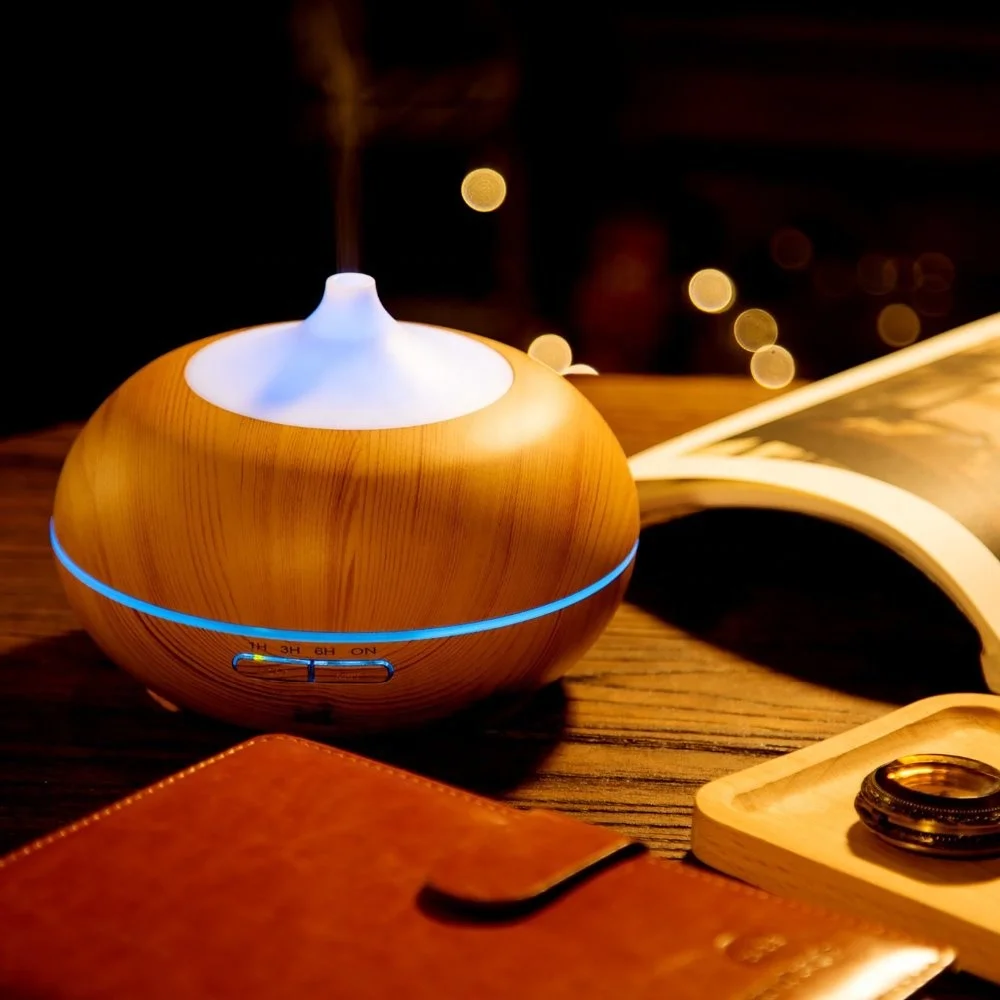 SOICARE 300ml wood grain ultrasonic oil diffuser base aromatherapy humidifier