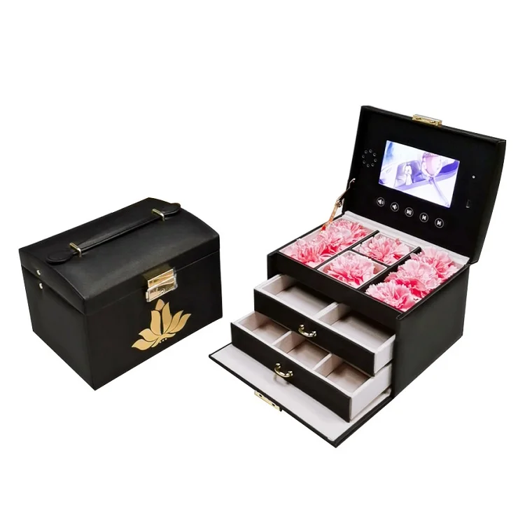 
Surprise gift packaging cardboard display screen player lcd video box jewelry box with lcd video 