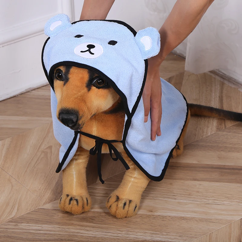 Wholesale Pet Towel Cute Cartoon Dog Cat Bathrobe Bath drying Hooded Bath Towel
