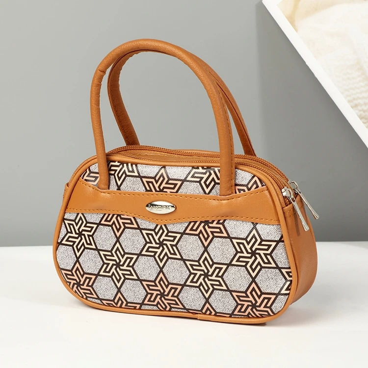 High Quality Plain Pattern Handbag Women Pu Leather Handbags Change Mother Zipper Bag