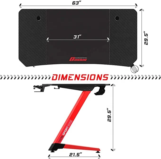 New Design Computer Desktop Table with LED Lights Metal Frame Racing Style Internet Cafe Console Gaming Table