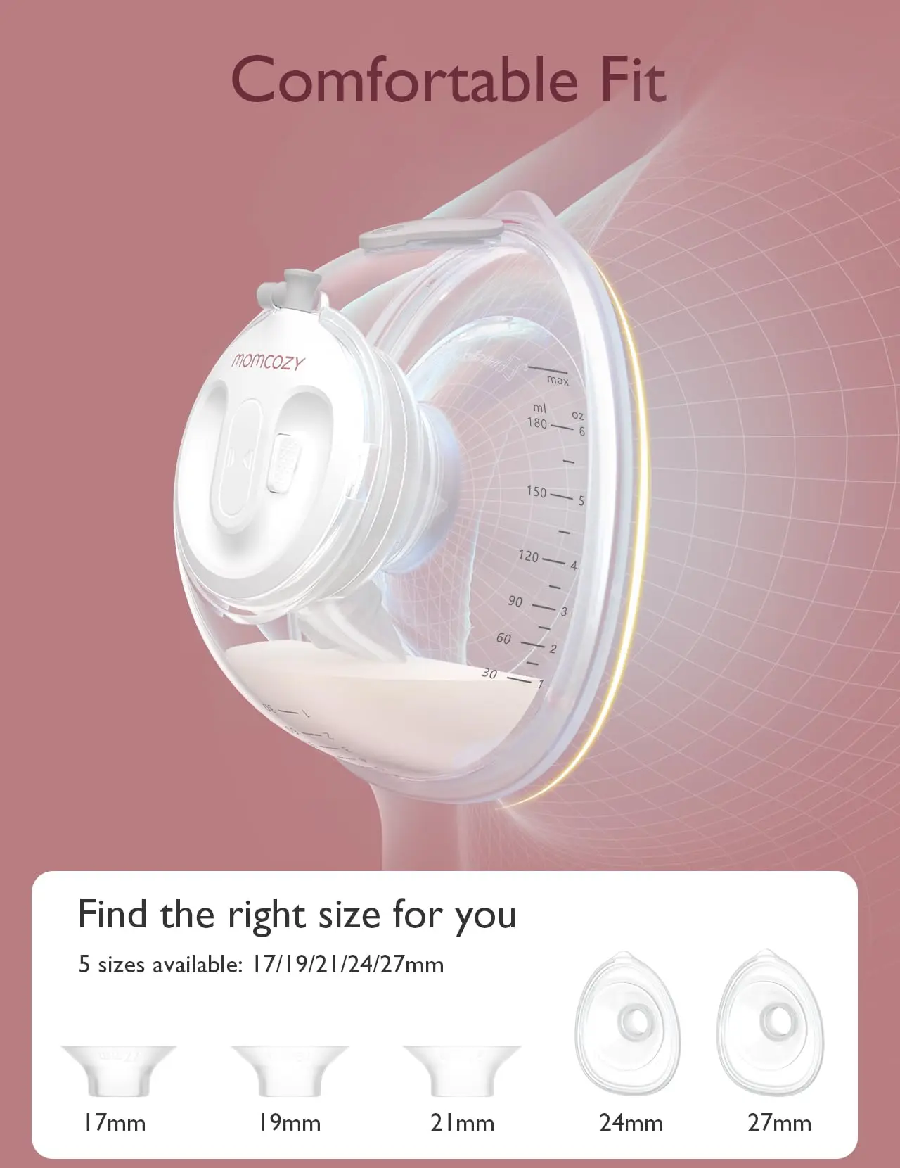 Ultra-Light & Hands Free Potent Low Noise 3 Modes 9 Level flange insert Painless Portable Double Electric Breast Pump