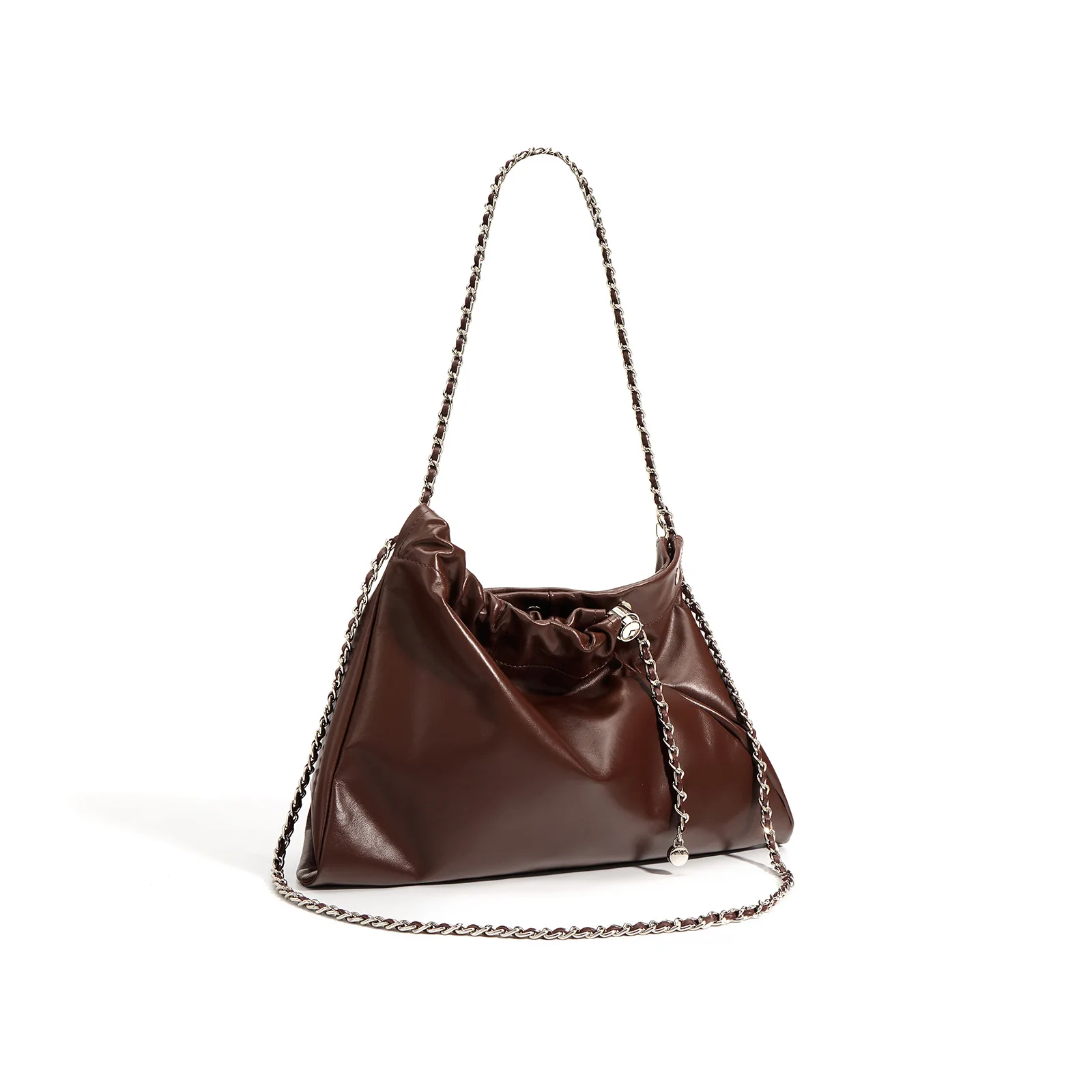 design with a top layer cowhide cloud bag double opening  simple and fashionable bag for women