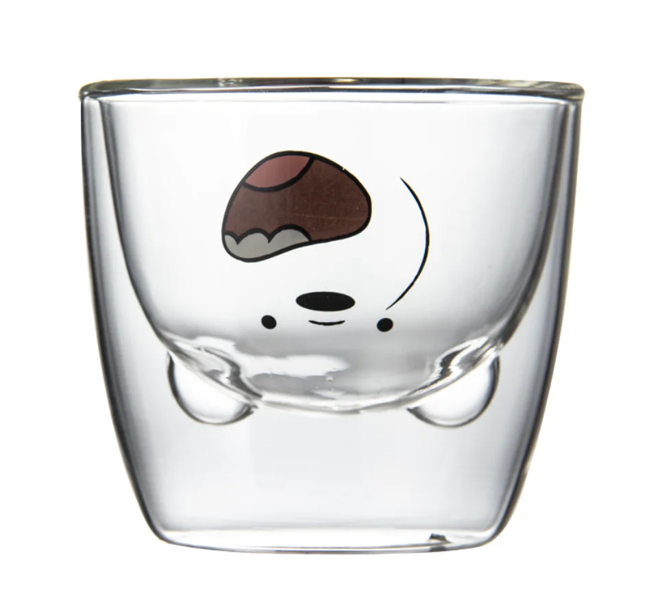 Premium Reusable Wholesale Borosilicate Double Wall Glass Coffee Mug Cute Bear Glass Cup
