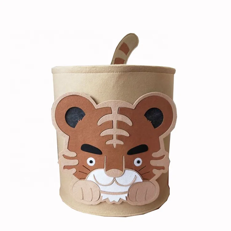 Eco Friendly Cartoon Felt Kids Toy Storage Basket Felt Storage Bucket for Toy Storage Kids Clothing Collapsible Laundry
