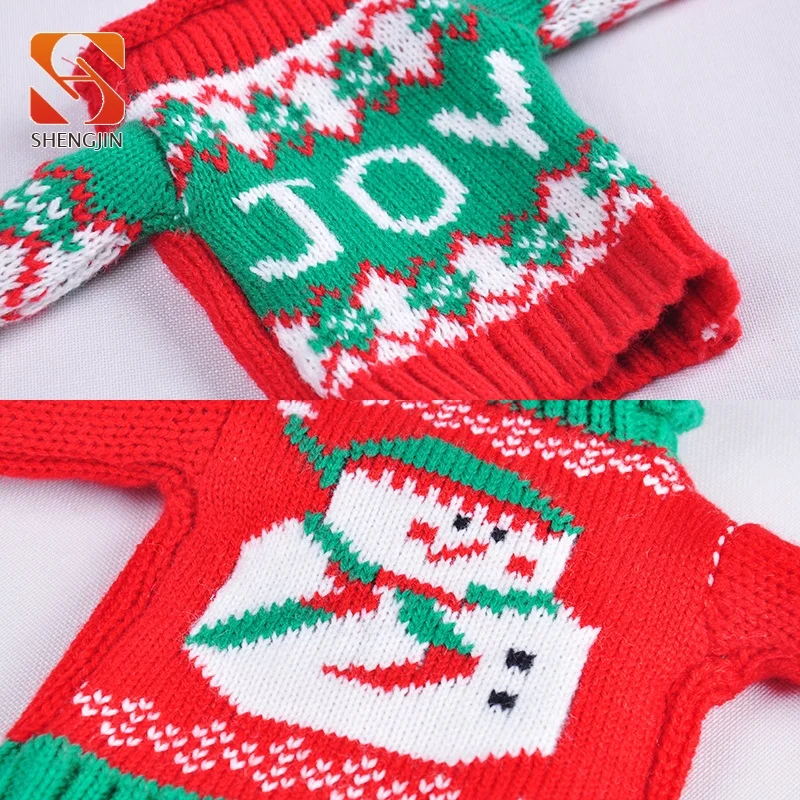 BSCI SJ0179 factory Various Christmas Qualified Wine Bottle Cover Set Knitted MIni Colorful