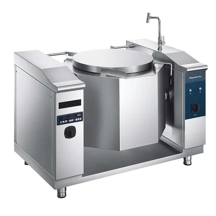 Commercial Heavy Duty Electric Induction Tilting Kettle Large Capacity Tilting Boiling Pan Restaurant Tilting Soup Boiler Pot