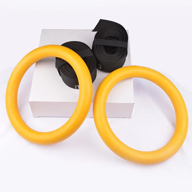 Wholesale ABS Plastic Gymnastic Rings With Adjustable Straps Gym Ring Strap For Power Training