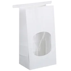 Promotional custom printing greaseproof takeaway kraft packaging fast food tin tie paper bags for bread sandwich with window