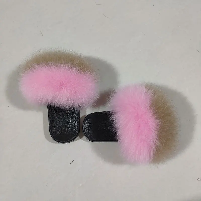 Kid Real Sandal Child Fox Fur Slipper