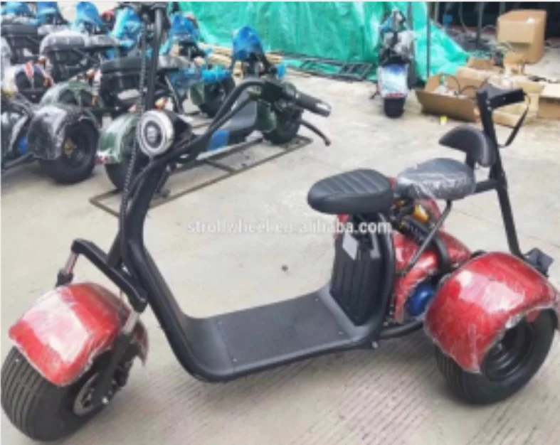 Strollwheel 1500w 60v 12ah citycoco electric scooter fat tire 3 wheel electric scooter with golf bag holder