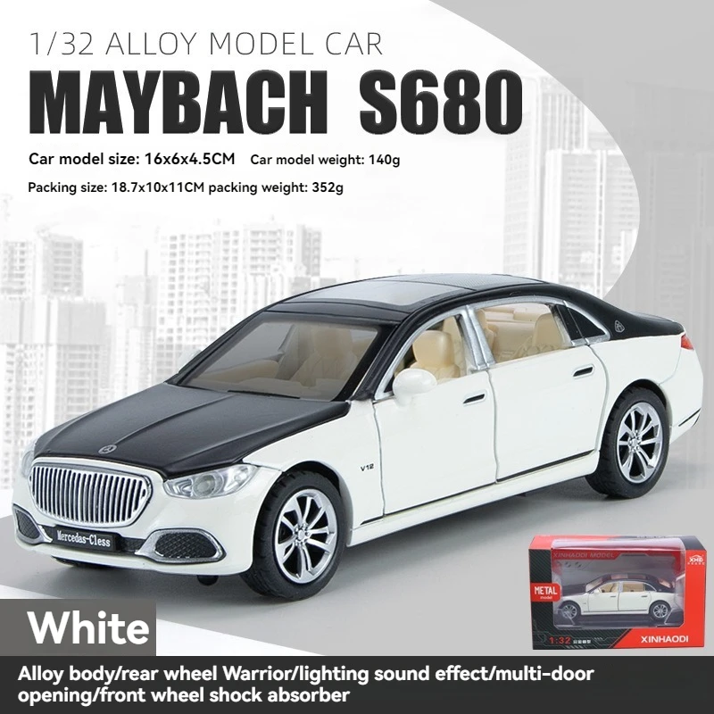Модель автомобиля 1:32 benz Maybach S680 со звуком и светом металлическая модель игрушки украшение