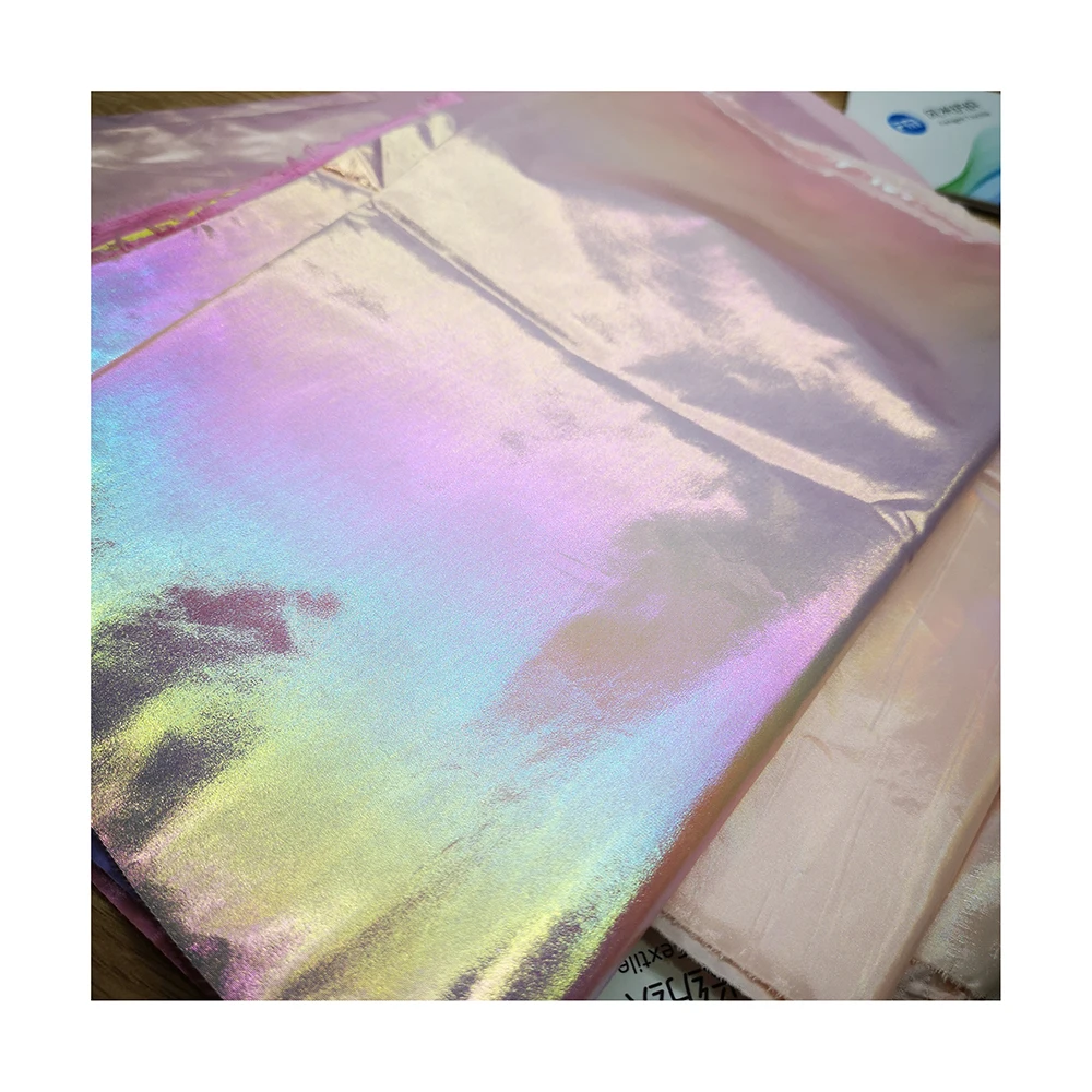  Foil Finishing Cheap Pink Taffeta Fabric For Street Style Down