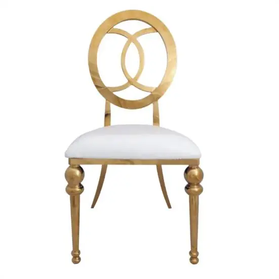Luxury rose golden color wedding chair wedding golden stainless steel chair with back pattern