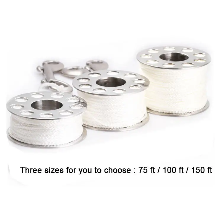 Stainless steel Nylon Line 75 ft 100 ft 150 ft Diving Reel ,Finger Reel Spool for diving Aluminum Lightweight Scuba Finger Reel