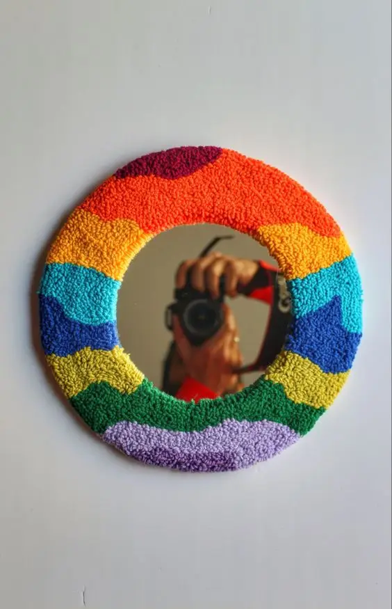 Wonderful texture acrylic mug rug mirror pearl cute bubble tufted mirror for modern dining room