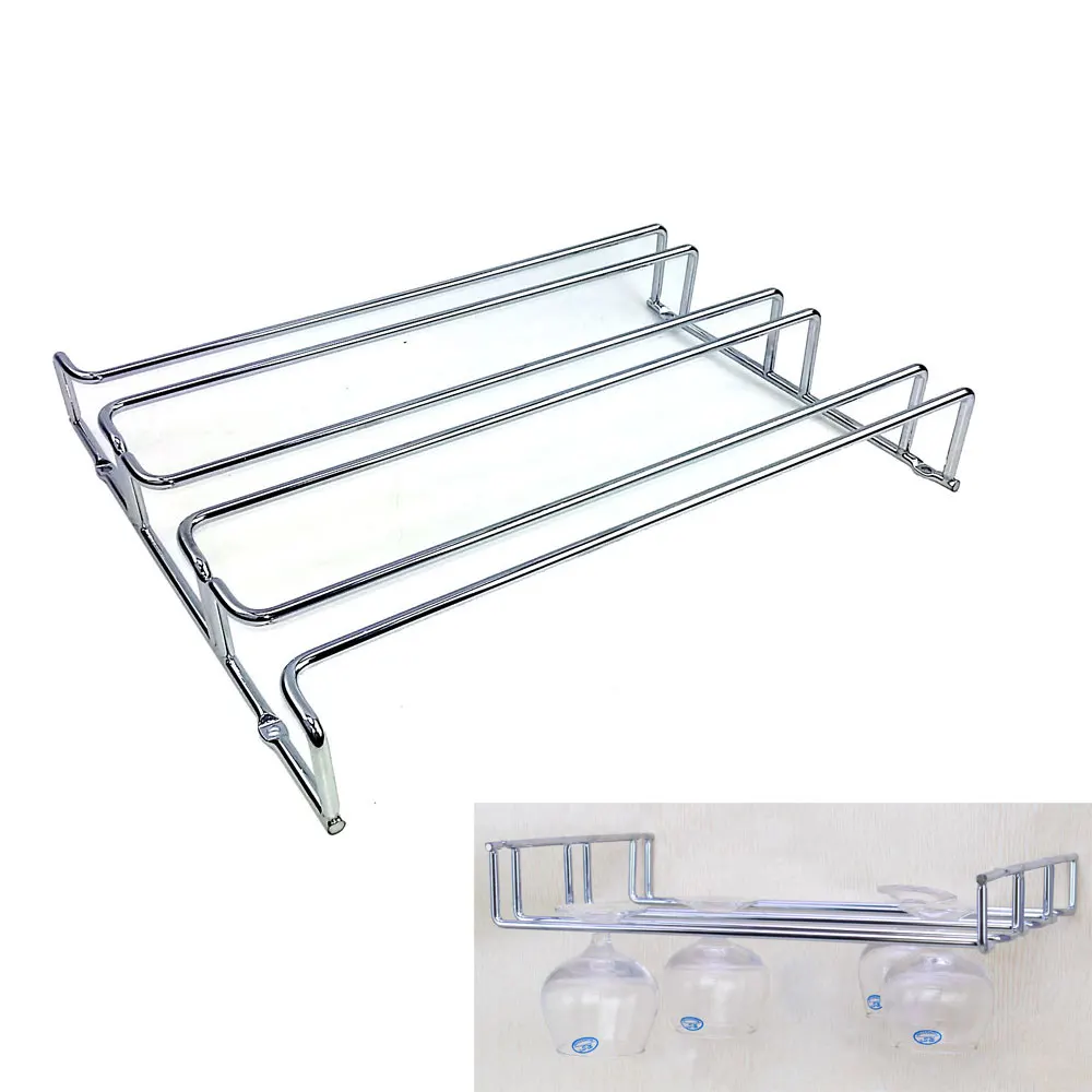 Wine Accessories Wall Hanging Under Cabinet Wire Metal Wine Glass Rack